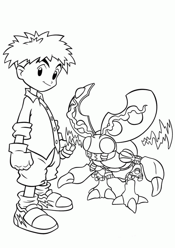 digimon coloring pages izzy and tentomon Coloring4free