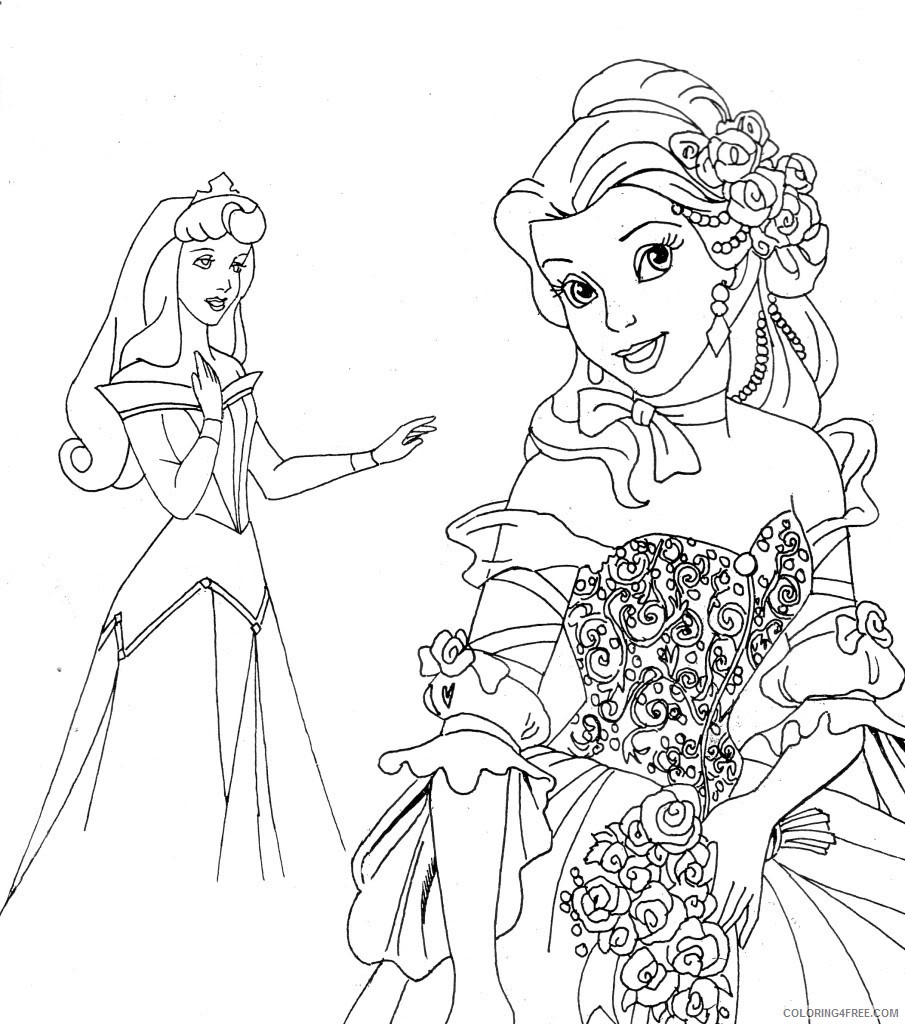 disney princesses coloring pages sleeping beauty and belle Coloring4free