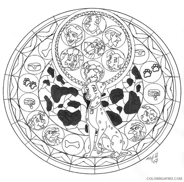 disney stained glass coloring pages dalmatians Coloring4free