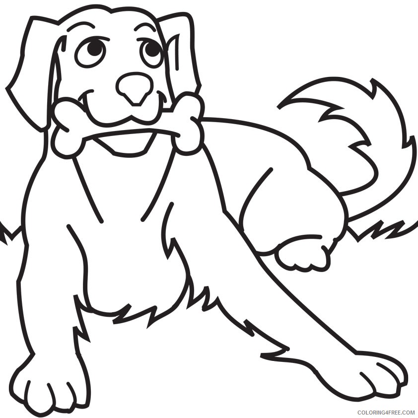 dog coloring pages chewing bone Coloring4free