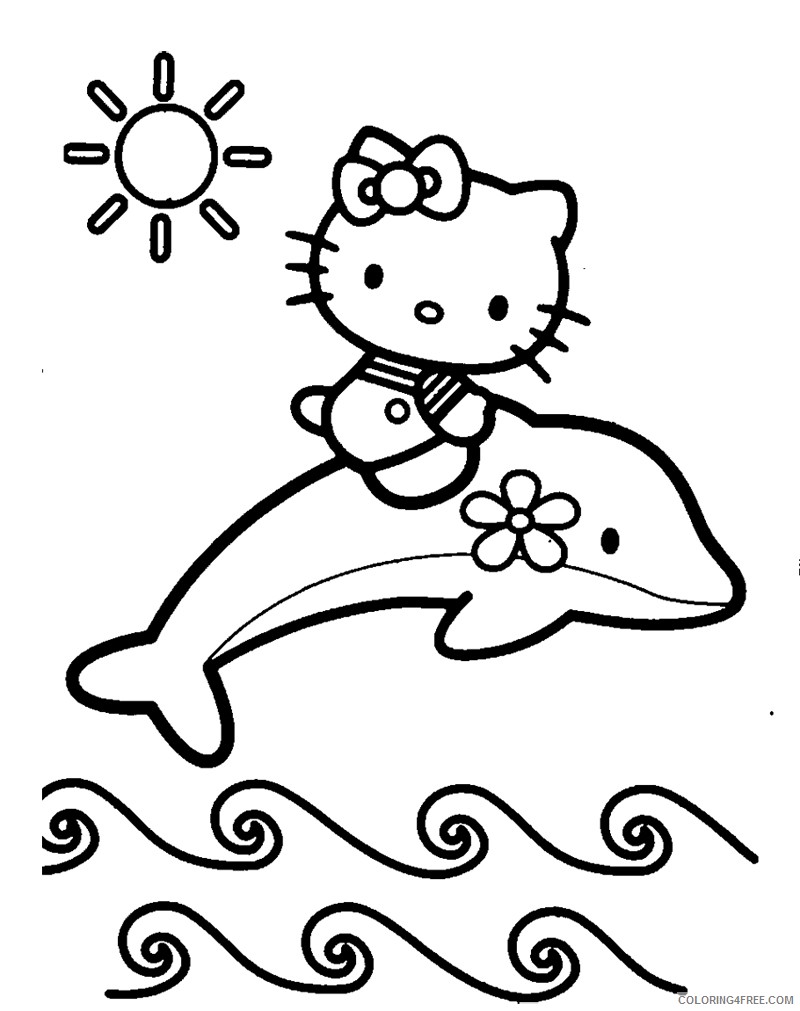 dolphin coloring pages and hello kitty Coloring4free