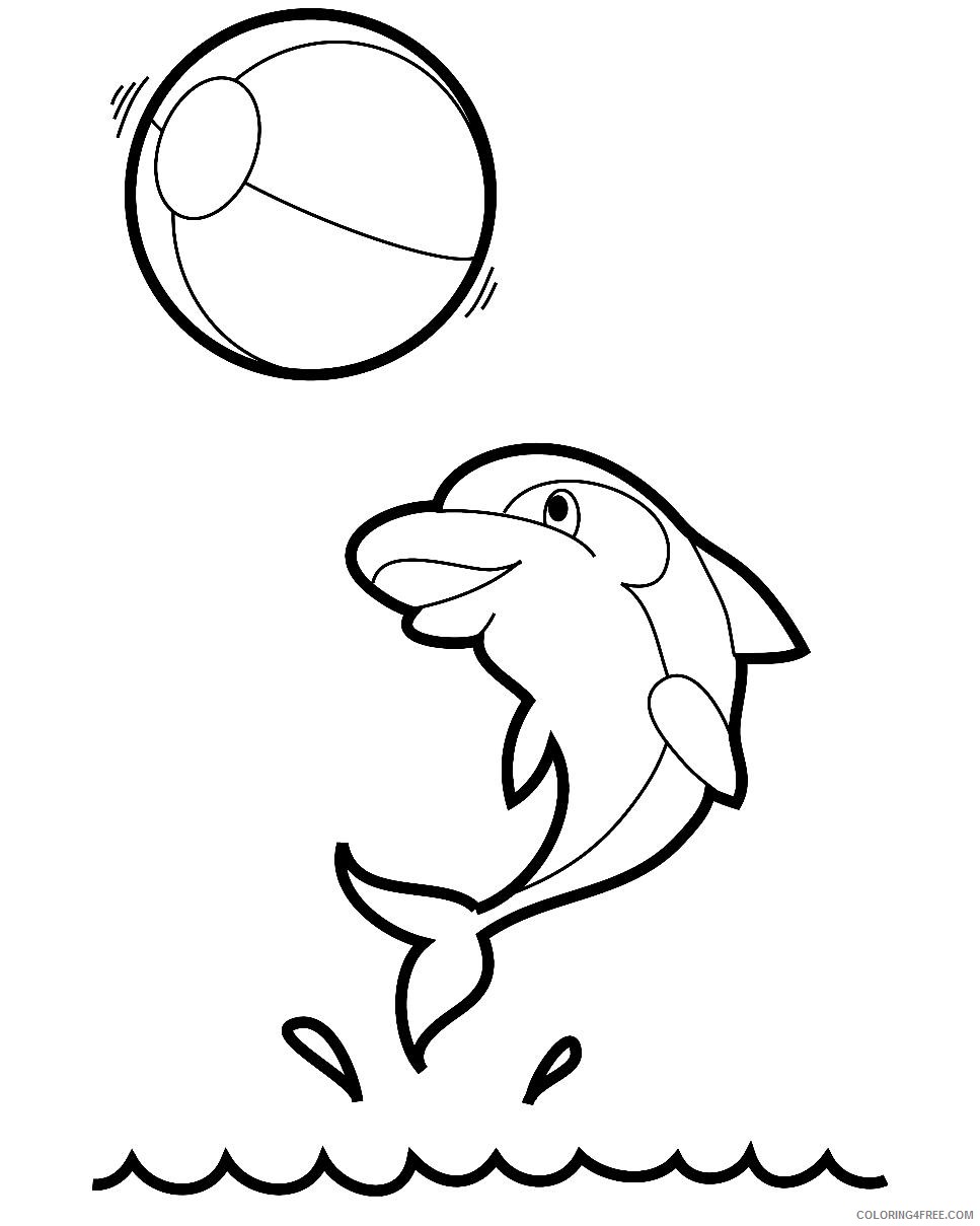 dolphin coloring pages playing ball Coloring4free