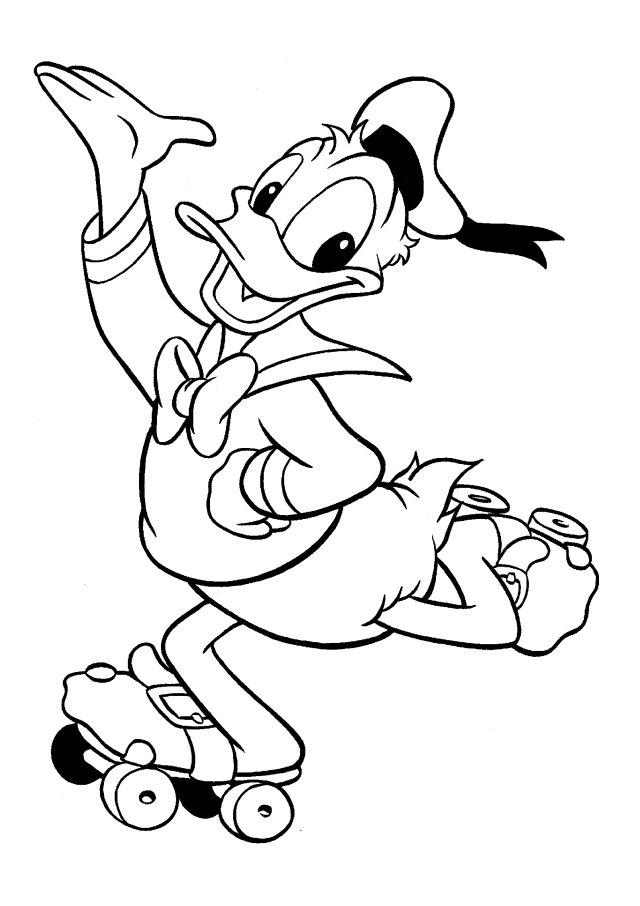 donald duck coloring pages playing roller skates Coloring4free