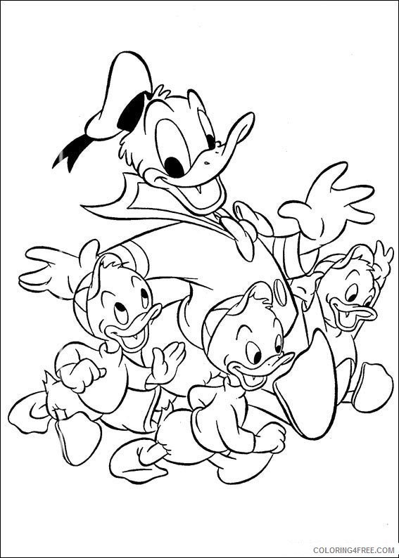 donald duck coloring pages with huey dewey and louie Coloring4free