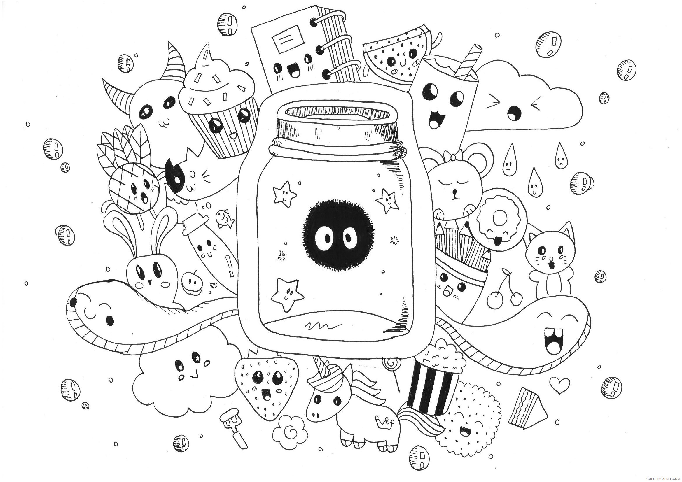 doodle coloring pages cute Coloring4free