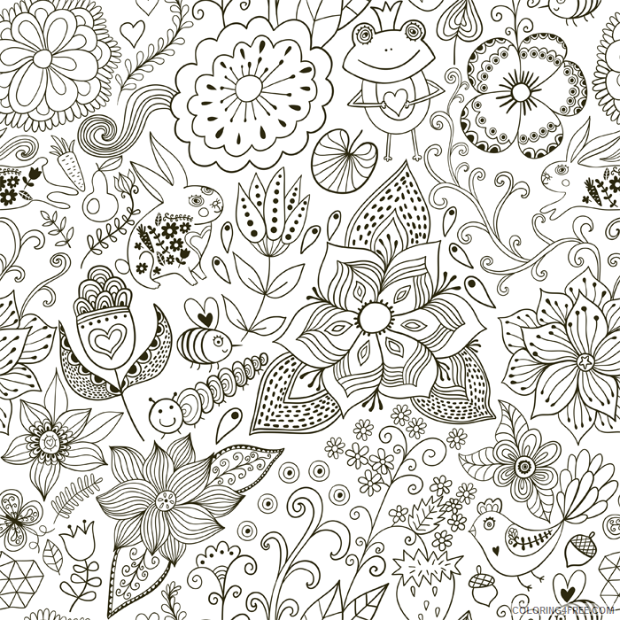 doodle coloring pages flowers Coloring4free