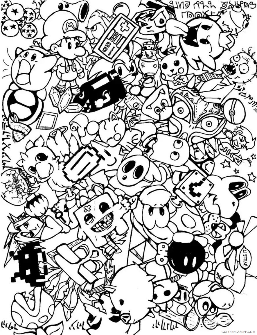 doodle coloring pages free to print Coloring4free