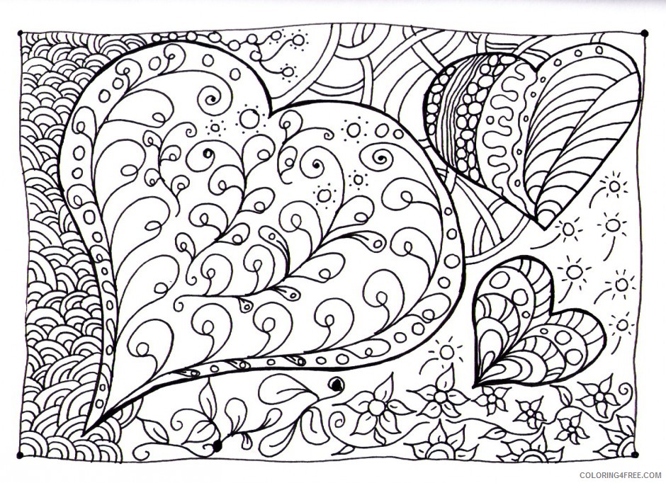 doodle coloring pages love hearts Coloring4free