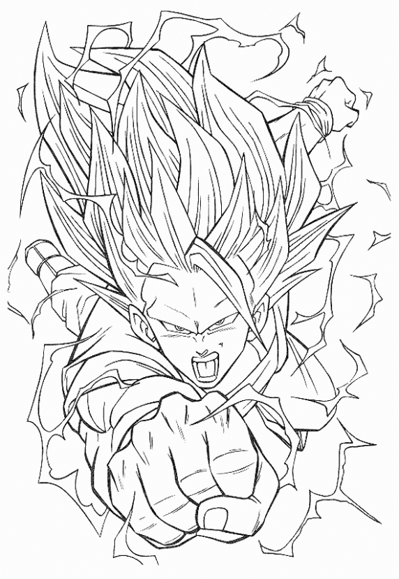 dragon ball z coloring pages goku attacking Coloring4free