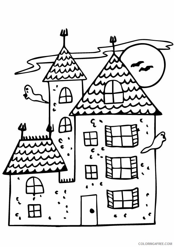 easy haunted house coloring pages Coloring4free