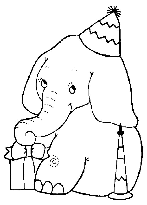 elephant coloring pages birthday Coloring4free