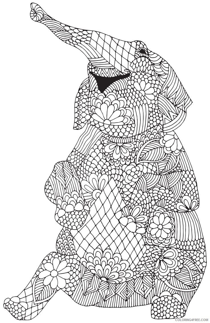 elephant coloring pages for adults Coloring4free