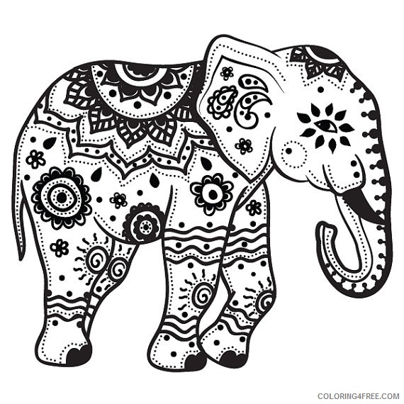 elephant coloring pages for adults printable Coloring4free