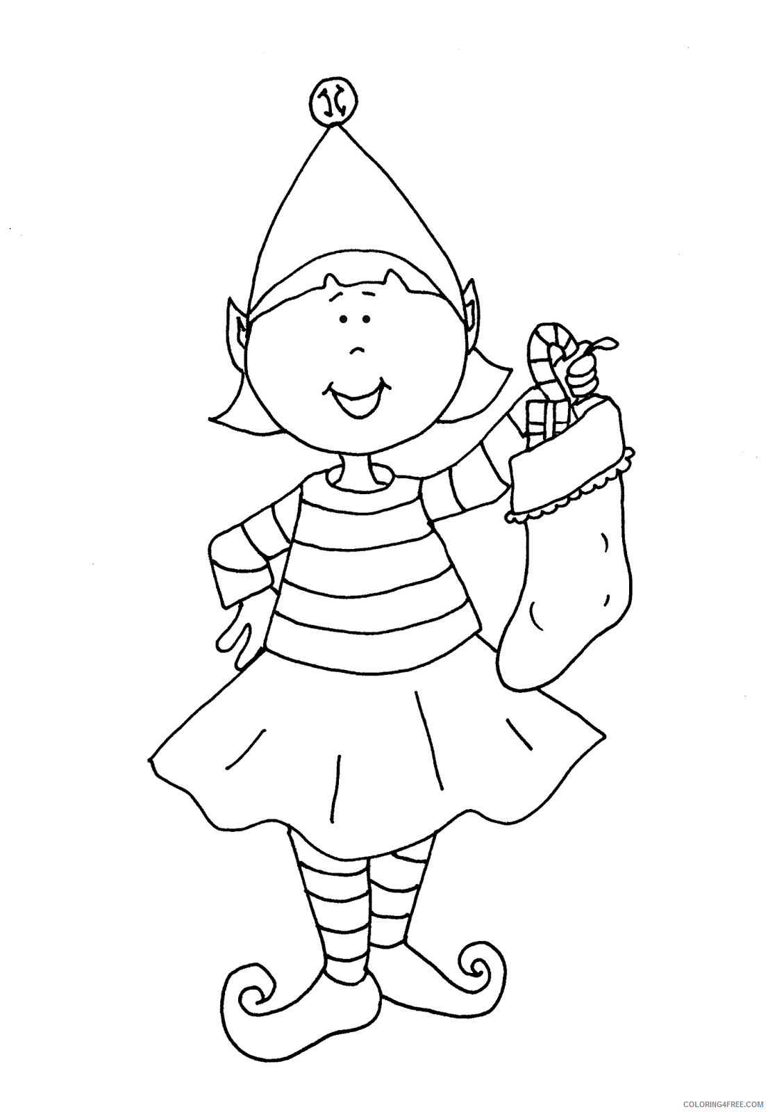 elf coloring pages with christmas stockings Coloring4free
