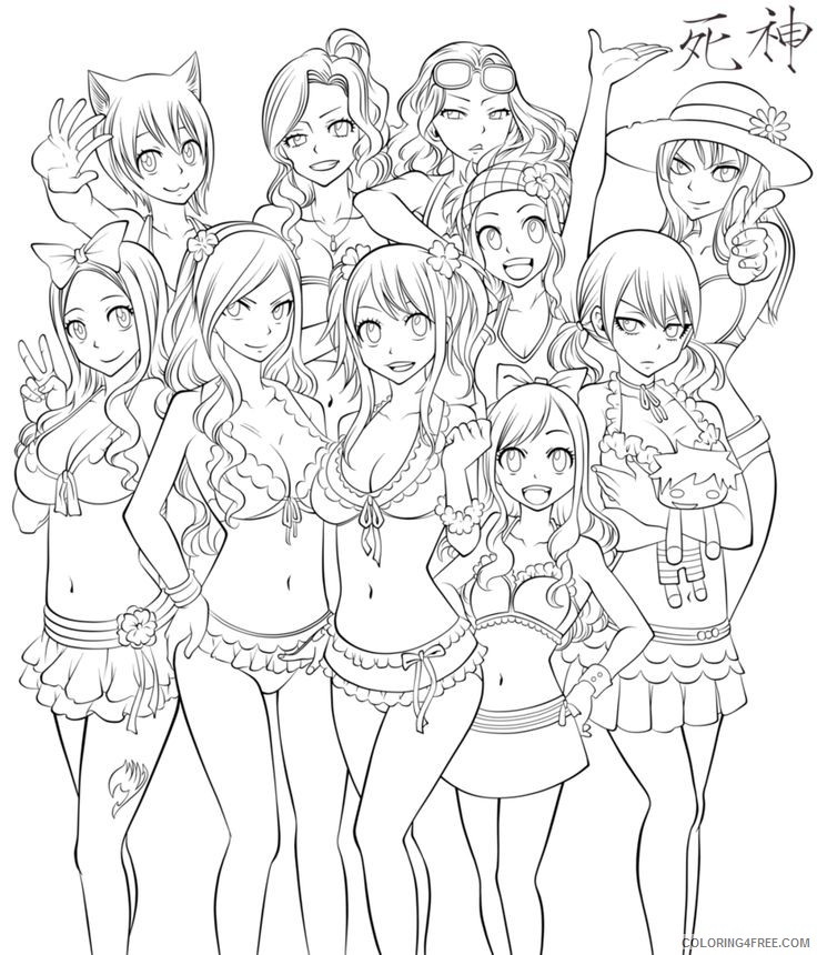 fairy tail coloring pages all female characters Coloring4free