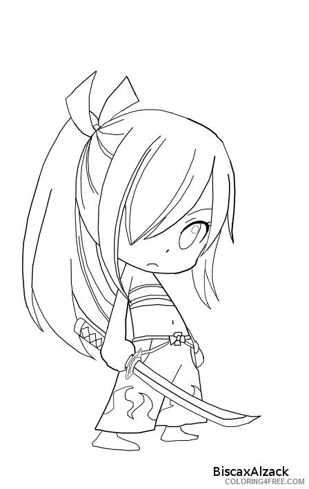 fairy tail coloring pages erza chibi Coloring4free