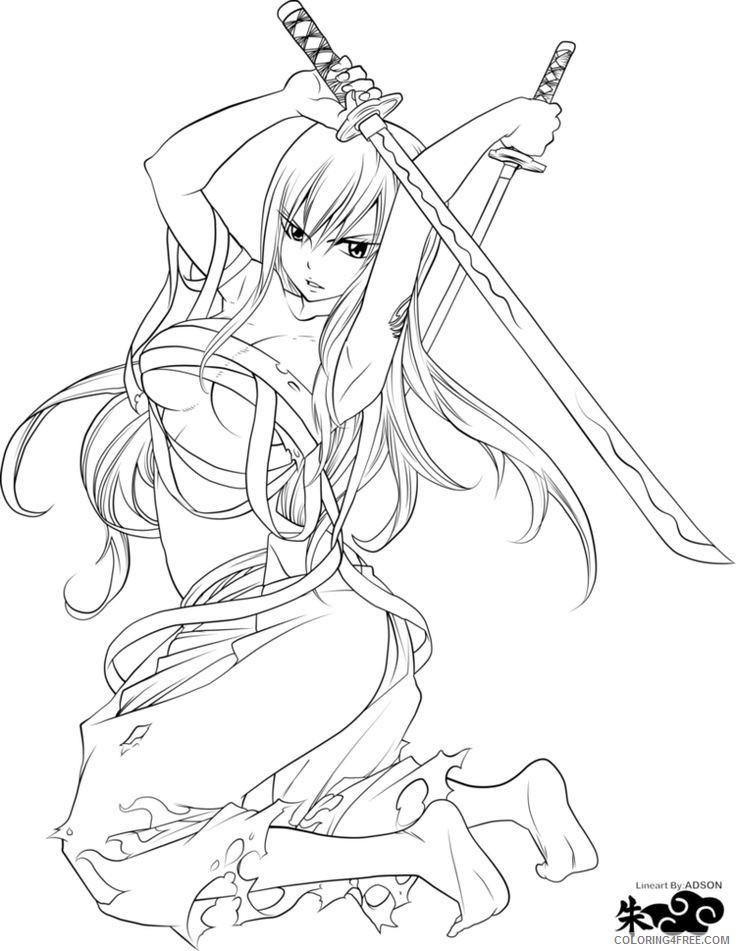 fairy tail coloring pages erza scarlet Coloring4free