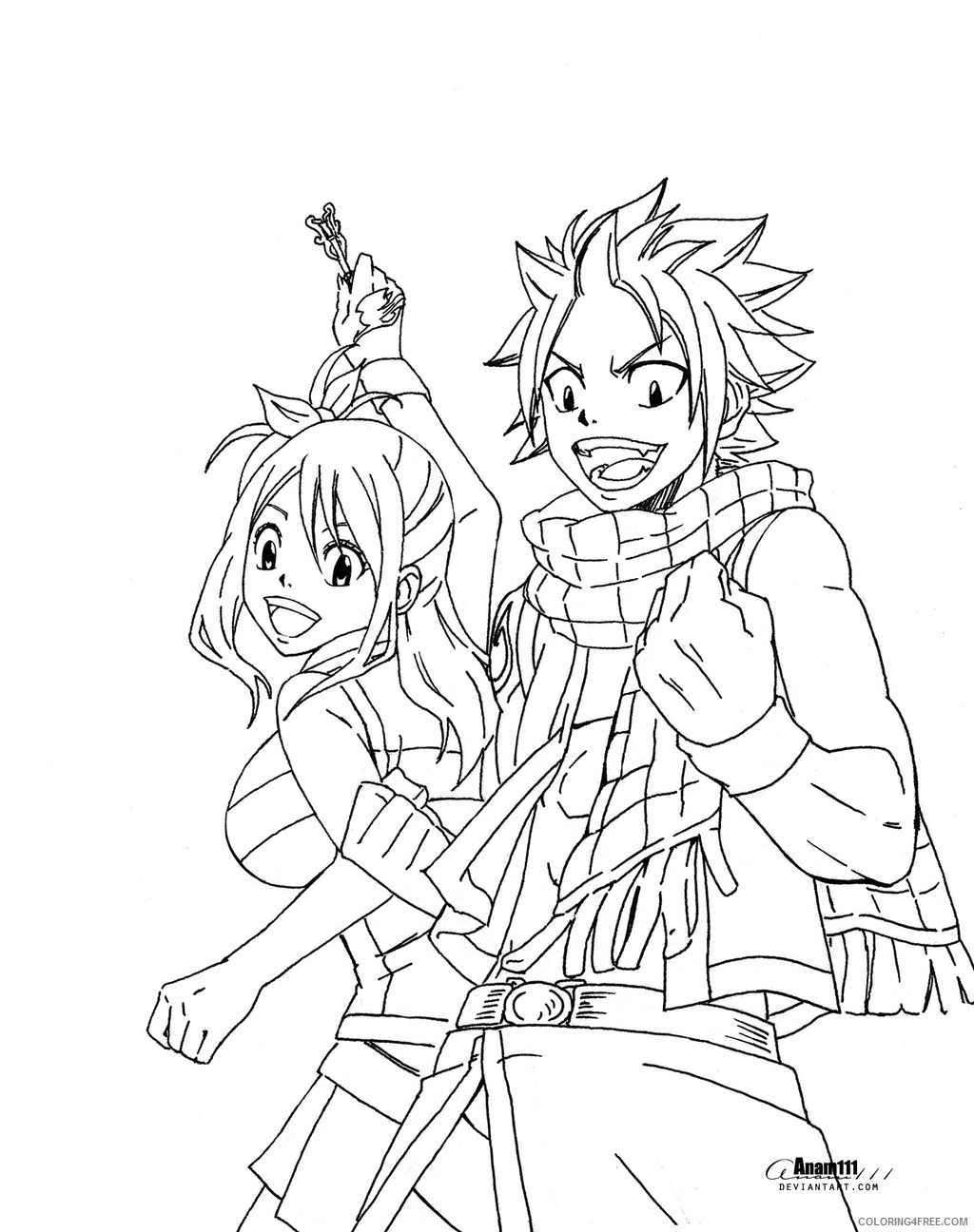 fairy tail coloring pages natsu and erza Coloring4free