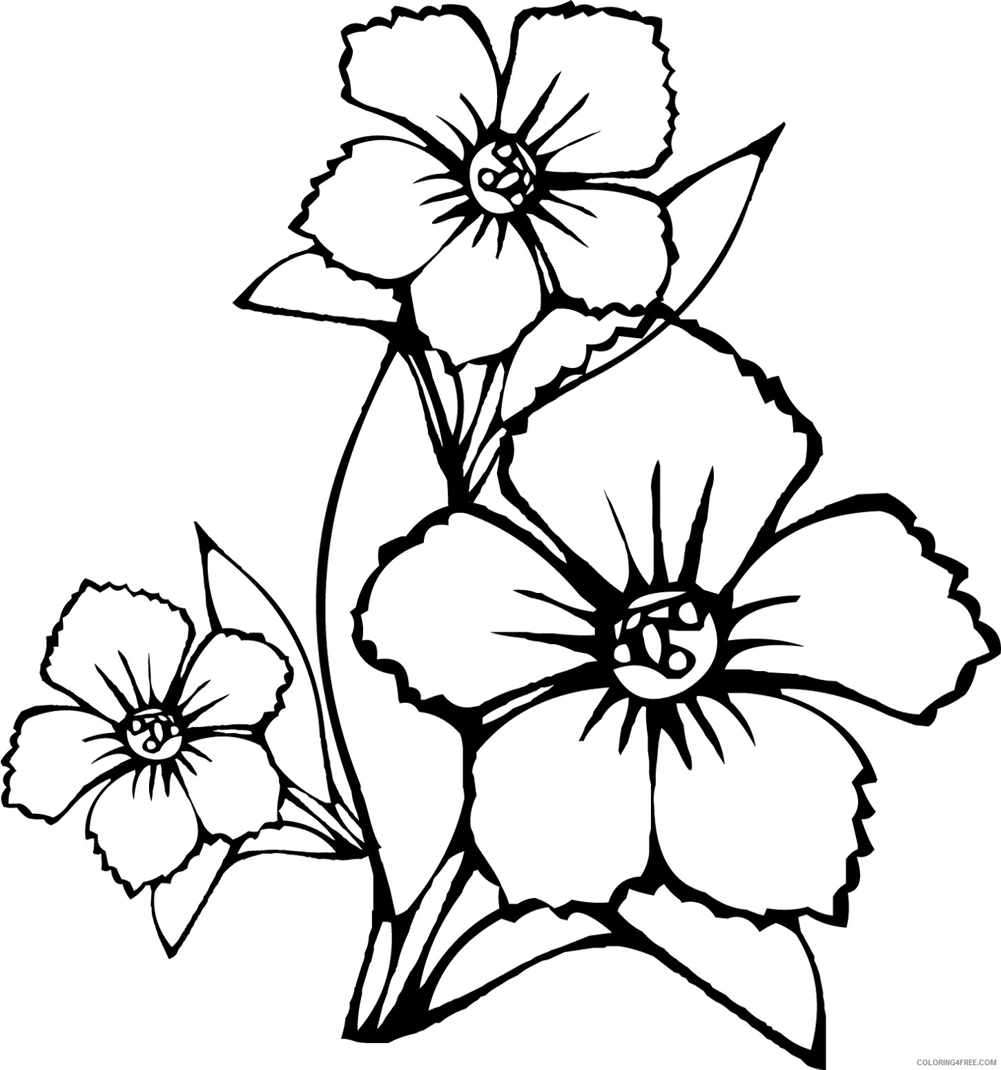 flower coloring pages free to print Coloring4free