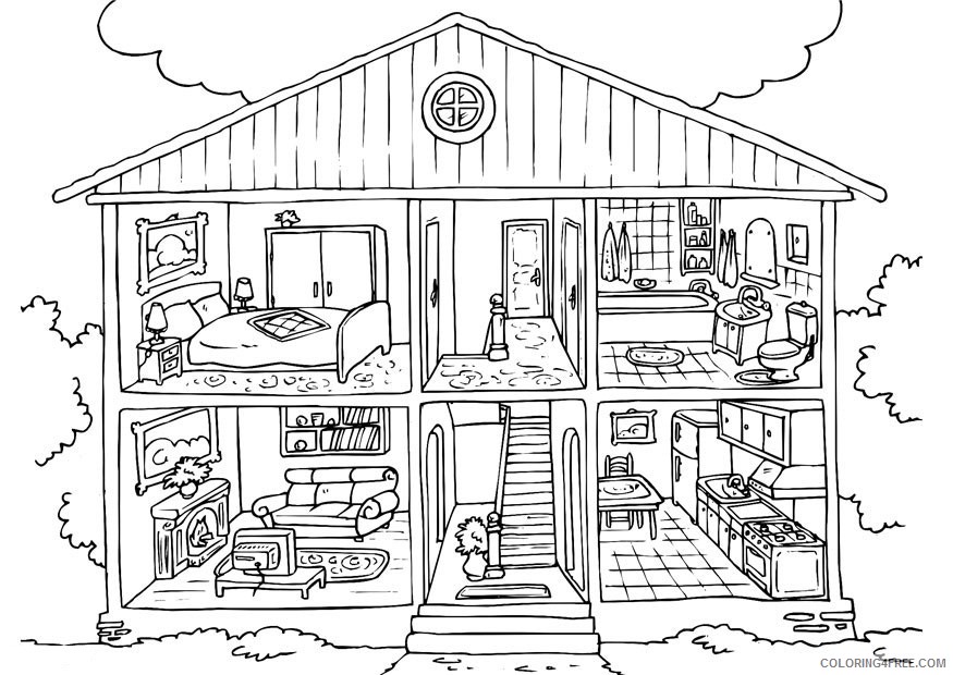 free house coloring pages printable Coloring4free