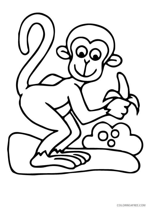 funny monkey coloring pages eating banana Coloring4free