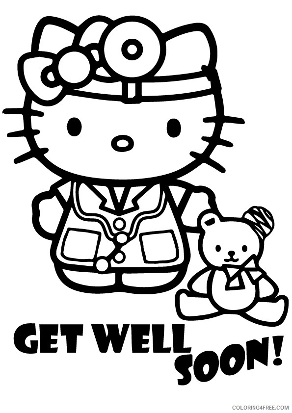 get well soon coloring pages hello kitty Coloring4free