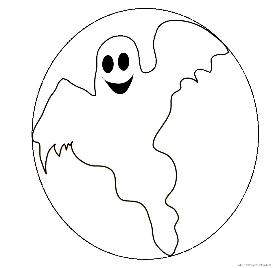 ghost coloring pages with moon Coloring4free