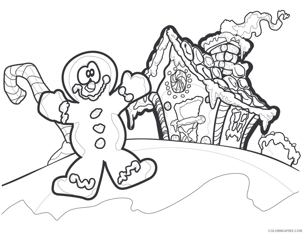 gingerbread man coloring pages and his house Coloring4free