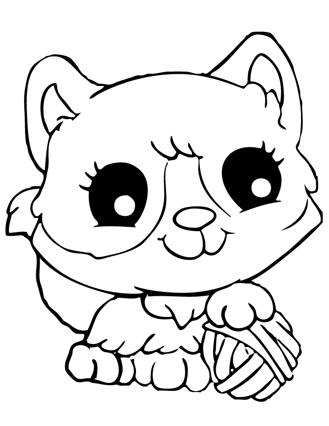 girls coloring pages cute kitten Coloring4free