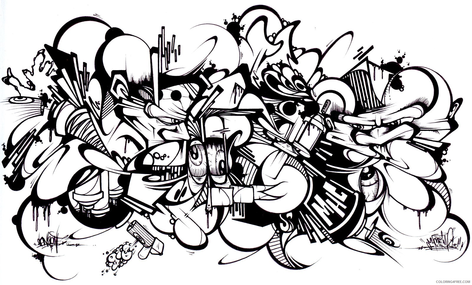 graffiti coloring pages for adults by sans Coloring4free