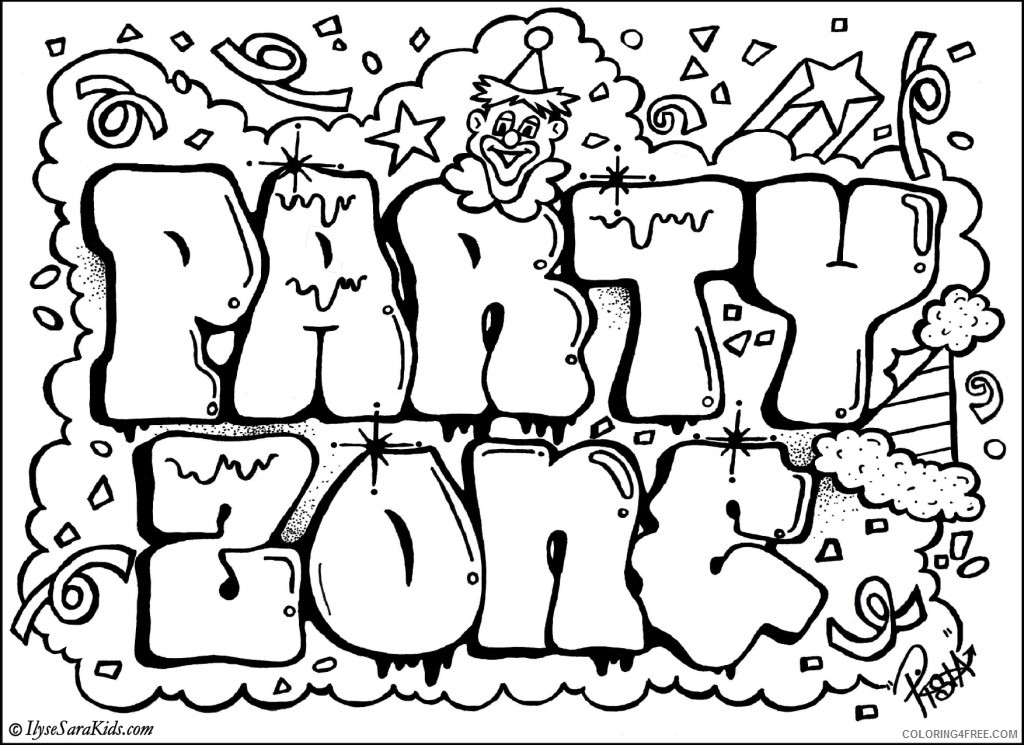 graffiti coloring pages party zone Coloring4free
