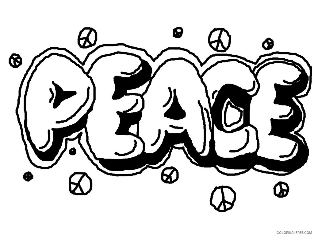 graffiti coloring pages peace Coloring4free