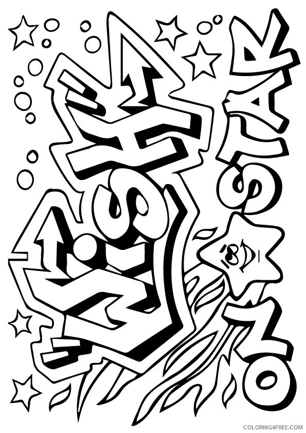 graffiti coloring pages shooting star Coloring4free