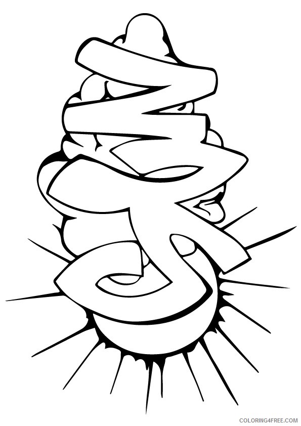 graffiti coloring pages sun clouds Coloring4free