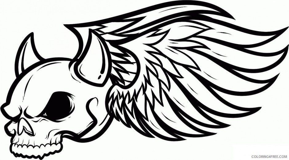 graffiti coloring pages winged skull Coloring4free