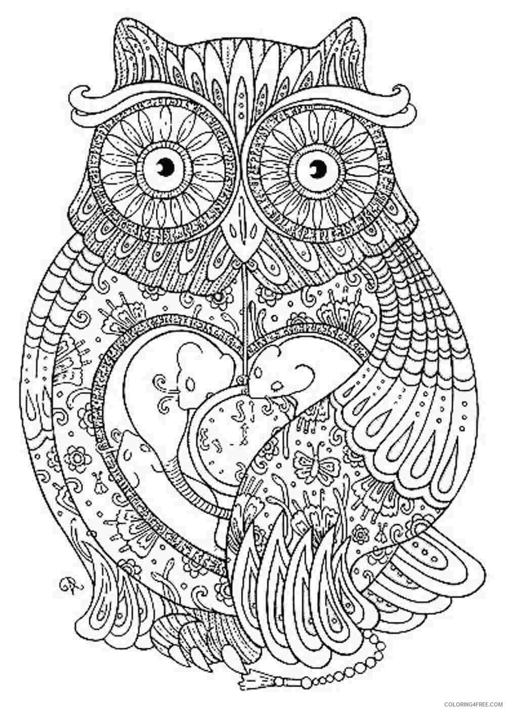 grown up coloring pages abstract owl Coloring4free