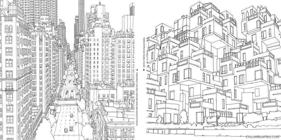 grown up coloring pages cityscape Coloring4free