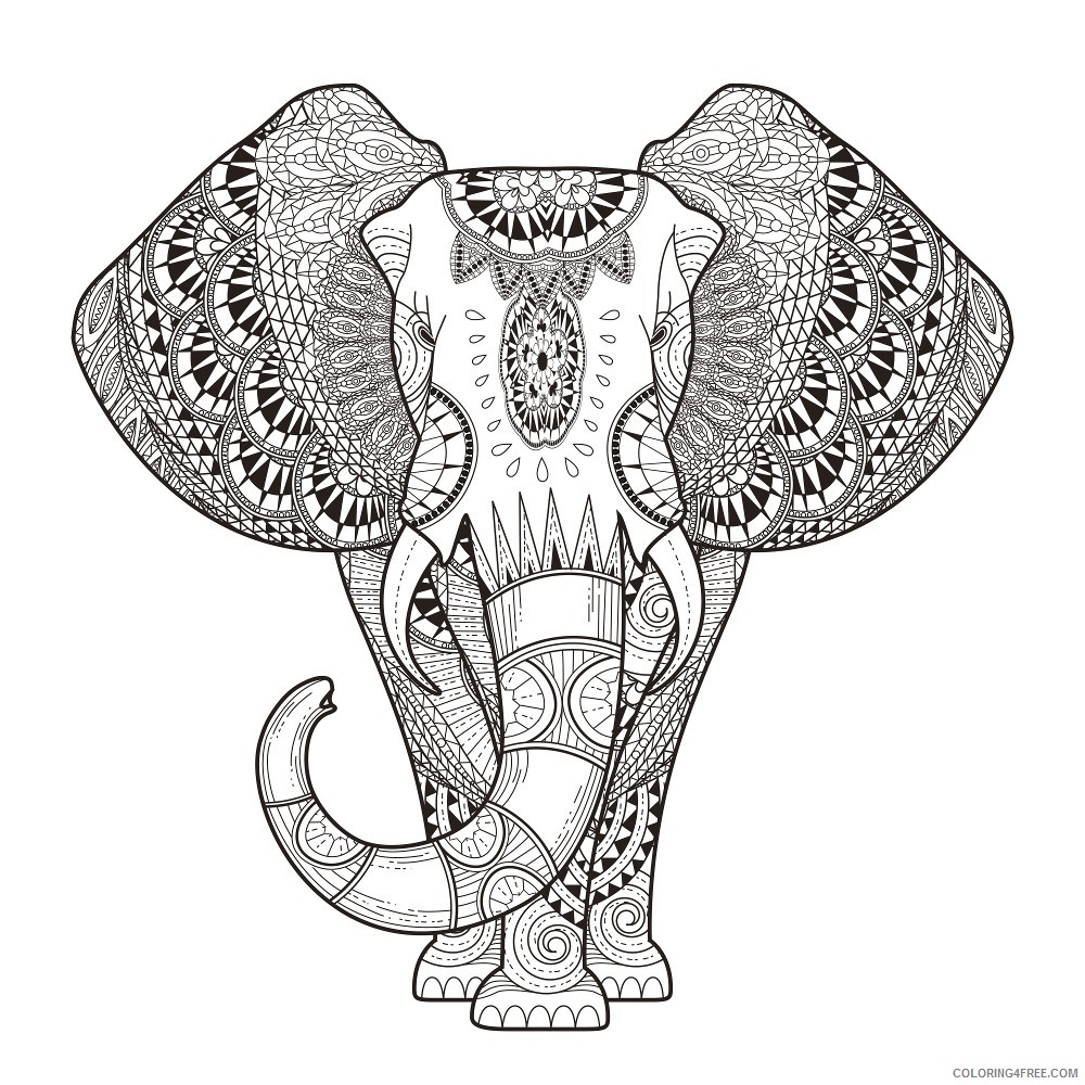 grown up coloring pages elephant animals Coloring4free
