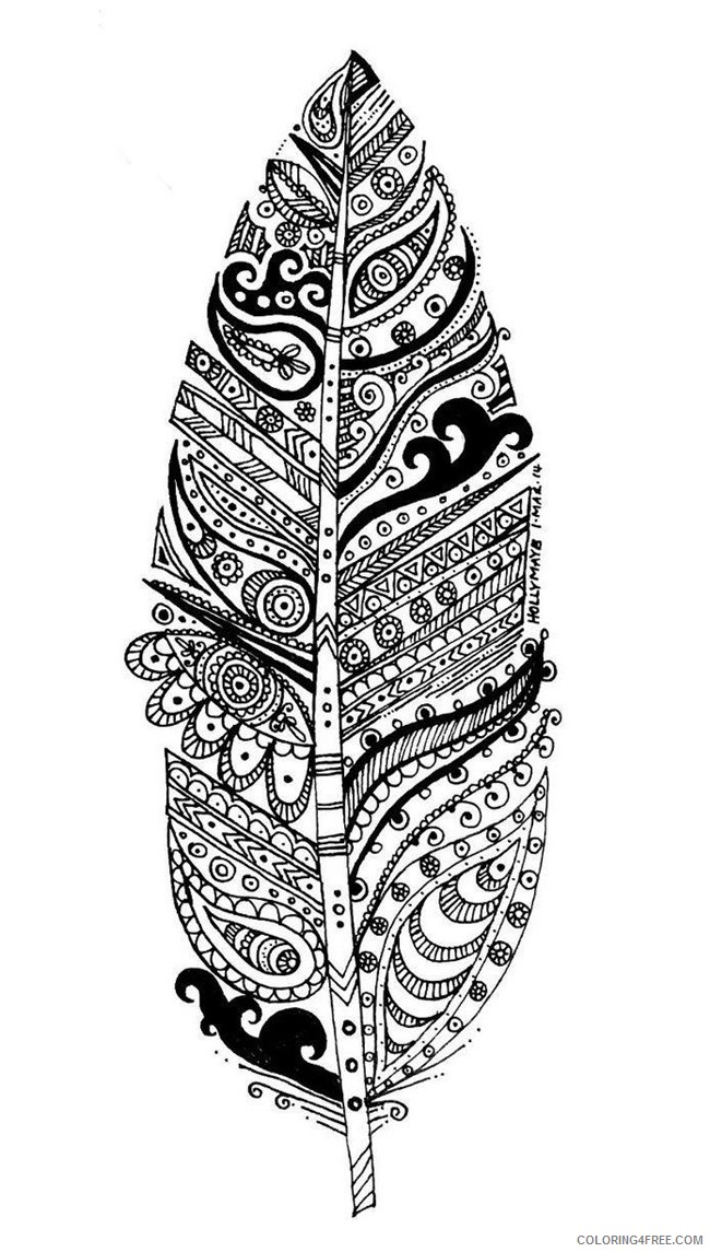 grown up coloring pages feather Coloring4free