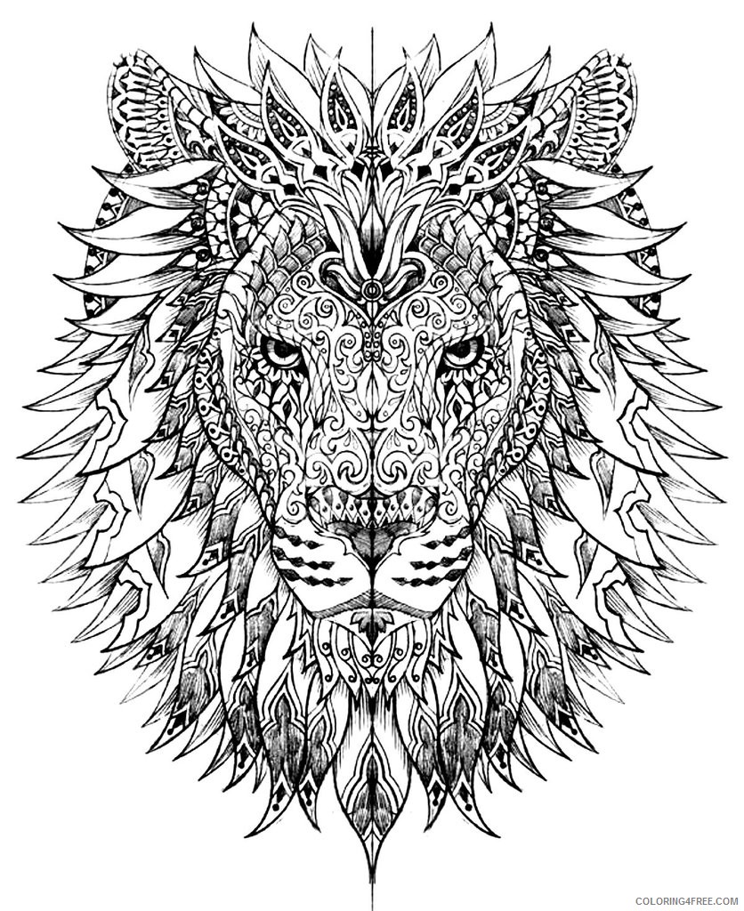 grown up coloring pages lion head Coloring4free