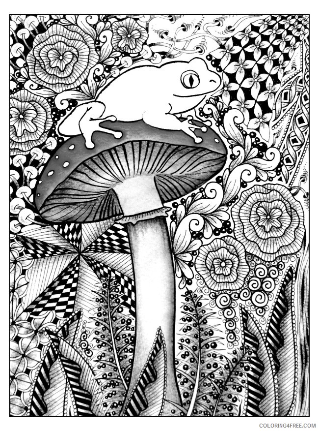 grown up coloring pages mushroom frog Coloring4free