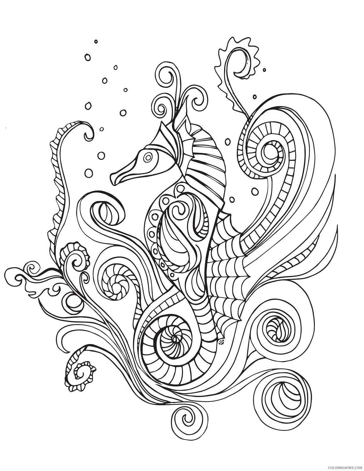 grown up coloring pages seahorse Coloring4free