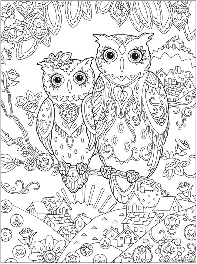 grown up coloring pages two owls Coloring4free