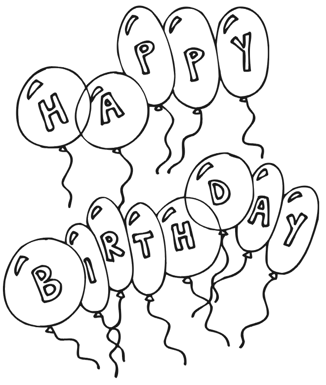 happy birthday coloring pages balloons Coloring4free