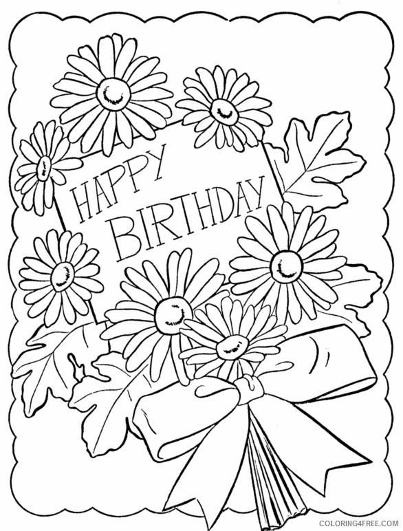happy birthday coloring pages for girls with flower Coloring4free