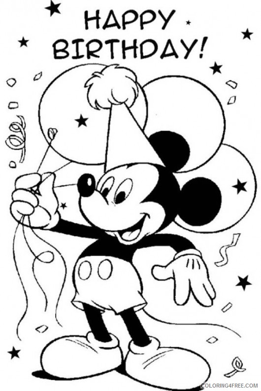 happy birthday coloring pages mickey mouse Coloring4free