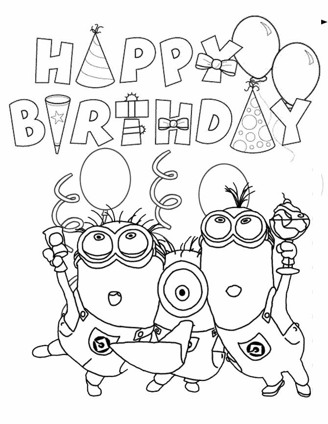 happy birthday coloring pages minions Coloring4free