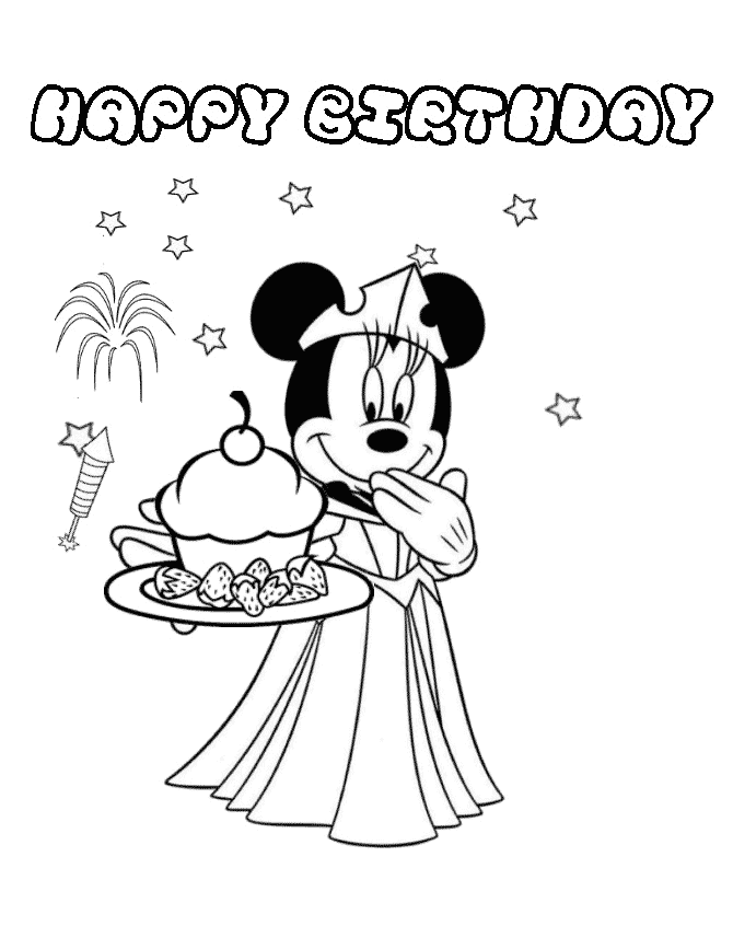 happy birthday minnie mouse coloring pages Coloring4free
