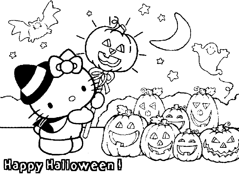 happy halloween coloring pages hello kitty Coloring4free