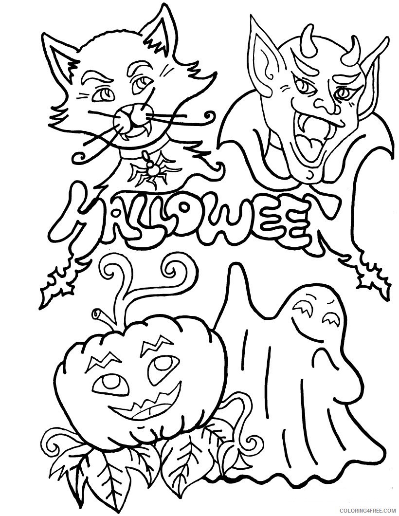 happy halloween coloring pages printable free Coloring4free